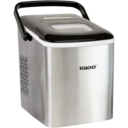Igloo ICEB26HNSS Automatic Self-Cleaning Portable Electric Countertop Ice Maker Machine With Handle, 26 Pounds in 24 Hours, 9 Ice Cubes Ready in 7 minutes, With Ice Scoop and Basket, Stainless