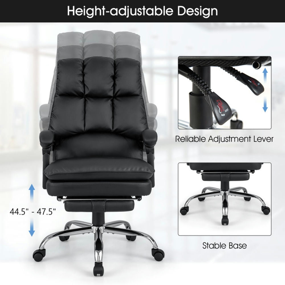 Demi Bonn Ergonomic Adjustable Swivel Office Chair with Retractable Footrest for Home, Bedroom, Study, Black