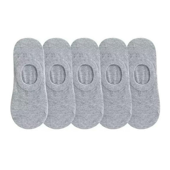 UJNDER 5-Pack Men's No Show Boat Socks Low Cut Silicone Grip Socks for Everyday Grey