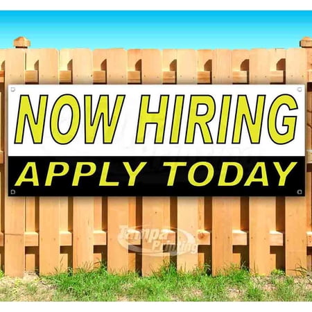Now Hiring Apply Today 13 oz Vinyl Banner With Metal Grommets