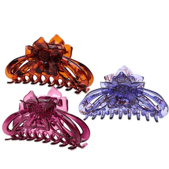 ELAYARD Large Hair Claw Clips Purple 3pcs Plastic Hair Styling Tools for Women