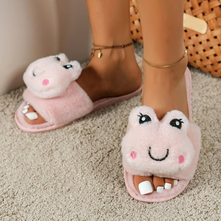 

KaLI_store Slippers Women Bad Cute Bunny Slippers for Women Men Cartoon Embroidery Soft Comfy Warm Plush Non-Slip Home Slipper Love Heart Indoor Outdoor Couples Slides Shoes