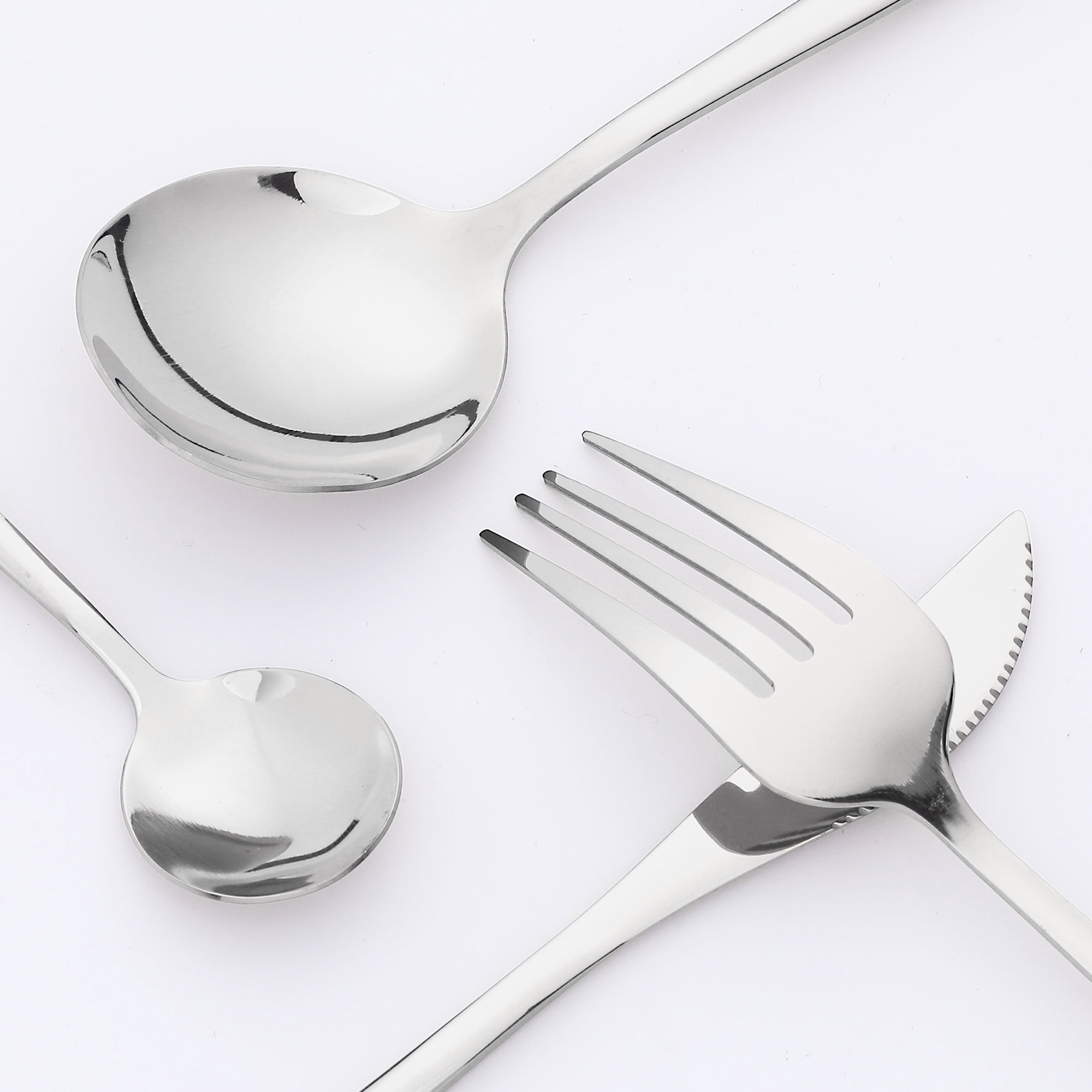 Unique Bargains 20 Piece Silverware Set Stainless Steel Flatware Set Silver