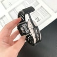 thumbnail image 4 of Band Compatible for Apple Watch 49mm 45mm 44mm 42mm Luxury PU Leather Breathable Hole Design Folding Buckle Replacement Bracelet Strap for iWatch Ultra 2/1 Series 9 8 7 6 5 4 SE 3 2 1, Black, 4 of 6