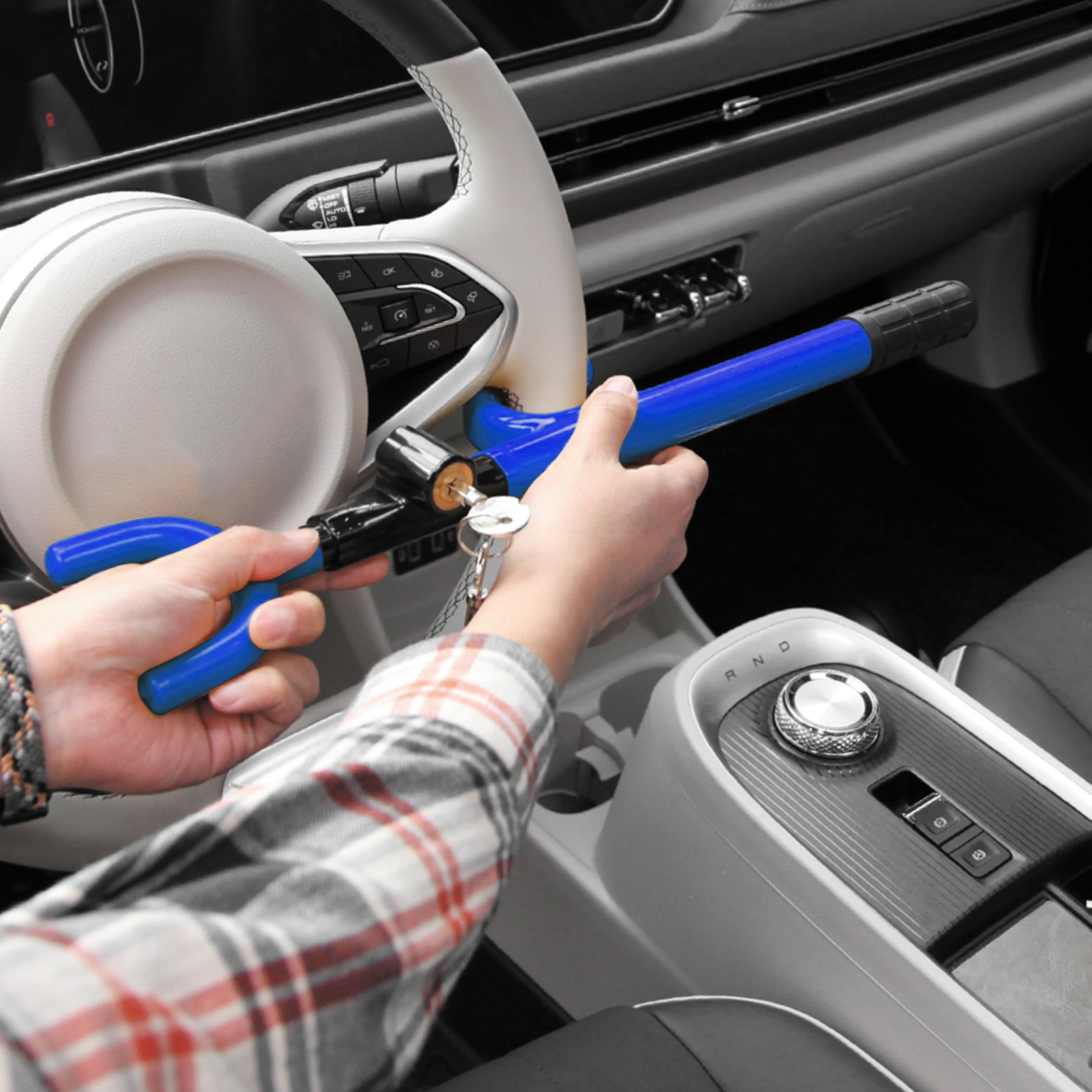 CARTMAN Vehicle Steering Wheel Lock Blue Car Anti Theft Security Lock with Adjustable Length Fit for Cars Trucks Vans and SUVs