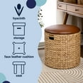 thumbnail image 2 of happimess Josie 18" Modern Coastal Hand-Woven Hyacinth Storage Ottoman with Lid, Natural/Brown, SSL1003A, 2 of 4