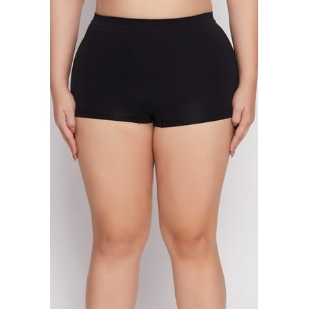 Rainbow Female Adult Plus Size Seamless Solid Boyshort Panty High Waisted  Seamless  Solid