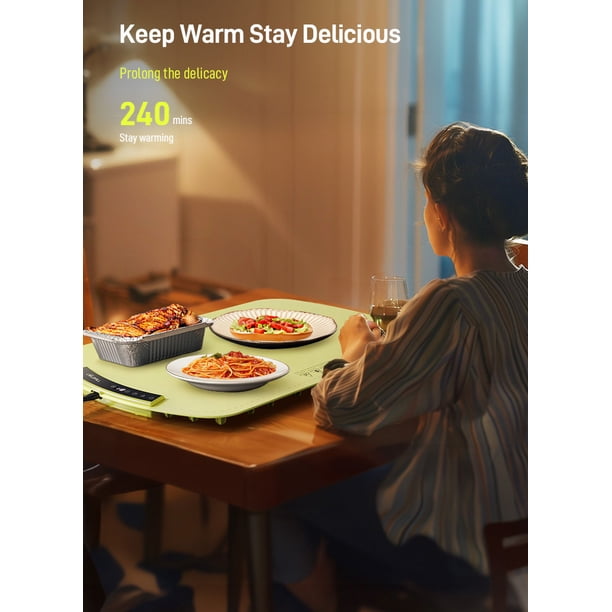 Plateau Chauffant Électrique Pliable 80x38cm - 9 Niveaux Température, Minuteur Pour Buffet