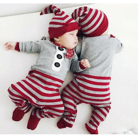 Girls In Santa Outfits XIAXAIXU Christmas Newborn Baby Boy Girl Santa Xmas Romper Jumpsuit Hat Outfits Clothes ()