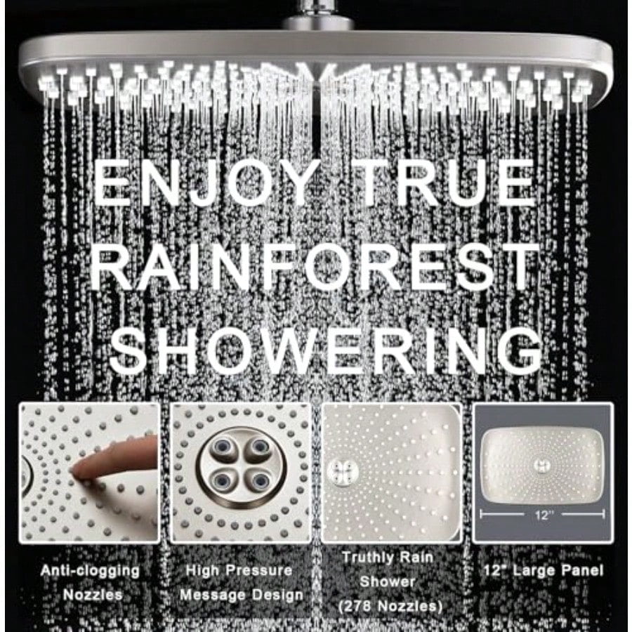 High Prure Rain Shower Head: Upgrade Shower Heads with Handheld Spray Combo with Fixed Showerhead and 10 Sprays Handheld Shower Head Detachable Showerheads Built-in Magnetic Docking and Power Jets