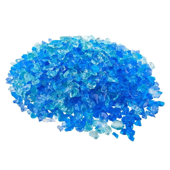 VEVOR Fire Glass, 10 LBS / 4.5 KG Fireplace Rocks, 3/4-Inch / 19.05 mm Reflective Firepit Glass Rock, High Luster Stone Landscaping for Fire Pit Table, Aqua Blue   Caribbean Blue   Aqua Green