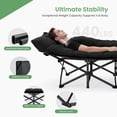 thumbnail image 3 of TINKLE WELL Folding Camping Cot with Padded Cushion, 74" Heavy Duty Bed for Adult, Oxford Fabric & Steel Frame, Compact Portable Carry, Black, 3 of 7
