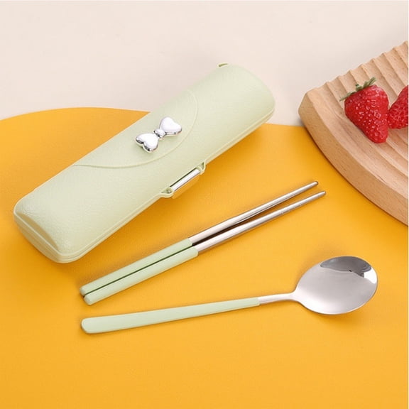 ZZkhGO Stainless Steel Portable Cutlery Set, Reusable Camping Utensils with Storage Box, Spoon Fork Chopsticks Kit for Travel Office School Lunch