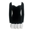 thumbnail image 3 of Xdegoge Womens Velvet Dress High Waisted Square Neck Long Sleeve Dress Chic Elegant Vintage Dresses Mini Party Dresses for Christmas, Wedding Reception,Cocktail Party, 3 of 8