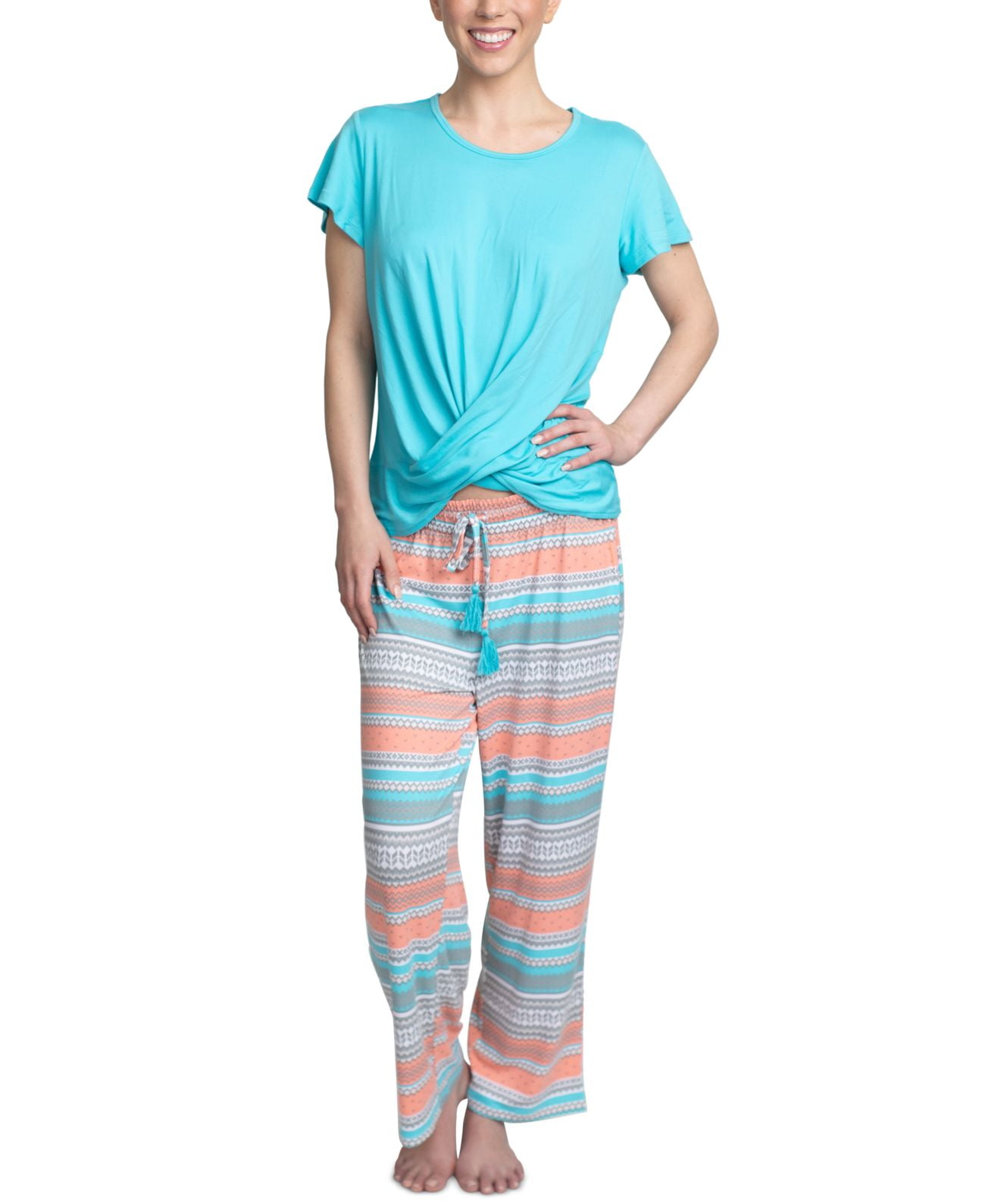 Muk Luks Womens Cloud Knit Cropped Pants Lounge Set