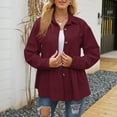 thumbnail image 5 of Women's Corduroy Button Down Shirts Collared Solid Long Sleeve Peplum Tops Pleated Casual Loose Fall Blouse Tee, 5 of 7