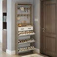 thumbnail image 6 of Holaki Coat Rack with Shoe Rack, 3 Flip Drawers and 2 Storage Drawers, PVC Door with Large Space for Storage, Oak, 6 of 13