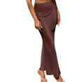 thumbnail image 3 of VUPSGEZ Women's Skirt Stretch Waist High Solid Satin Dress (Coffee,S), 3 of 6