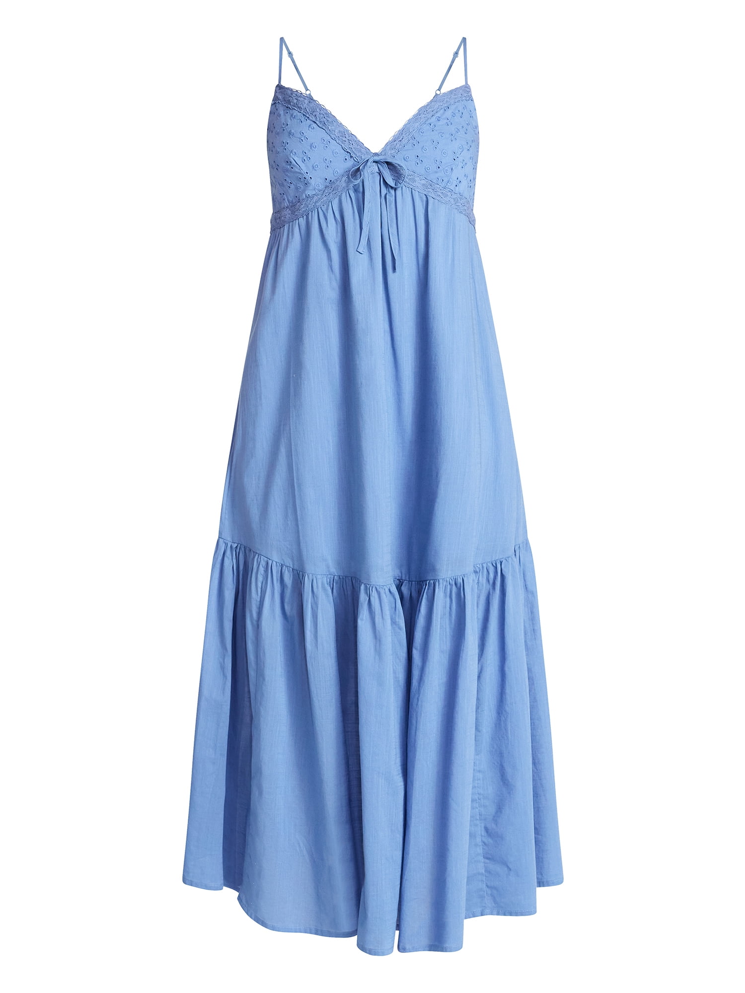 No Boundaries Eyelet Tiered Maxi Dress, Women's XXS-XXL