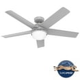 thumbnail image 2 of Hunter - Yuma Indoor/Outdoor Ceiling Fan With Light, Remote, 52-inch, Dove Grey, Casual-style, 4-speed WhisperWind Motor, 51453, for porches, patios, sunrooms, bathrooms, 2 of 14