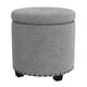thumbnail image 1 of Otomana Benjara Zoya Storage, redonda con parte superior elevable de 19 pulgadas, tela tejida ligera, gris y negra, 1 of 5