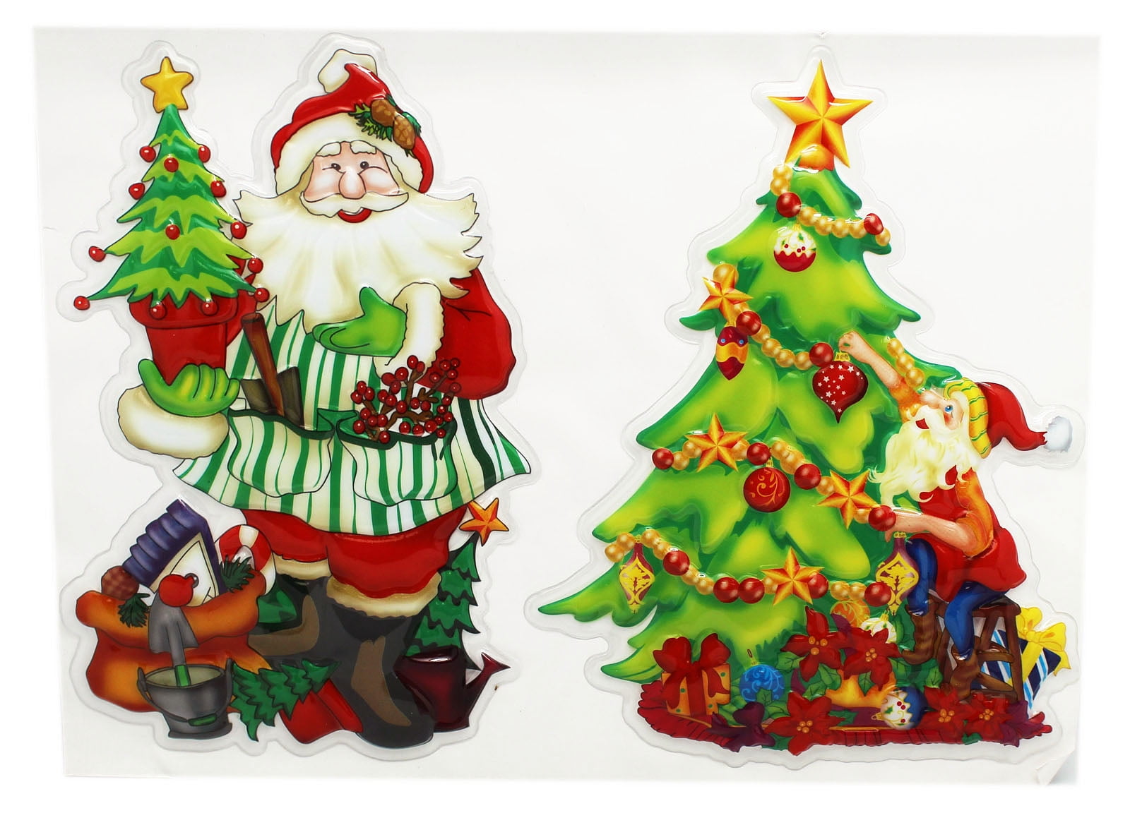 Christmas Selections Christmas Tree and Santa Raised Stickers (2 ...