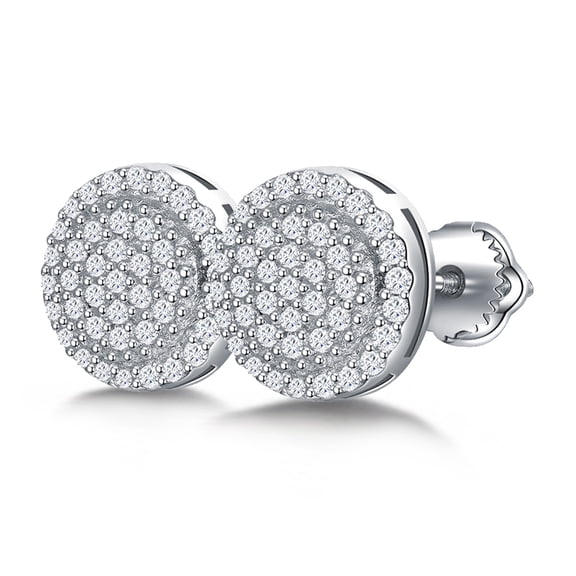 Kaydenana 1 Pair 0.5 Carat Moissanite 925 Sterling Silver Stud, Three Row Full Paved Round Earrings for Women