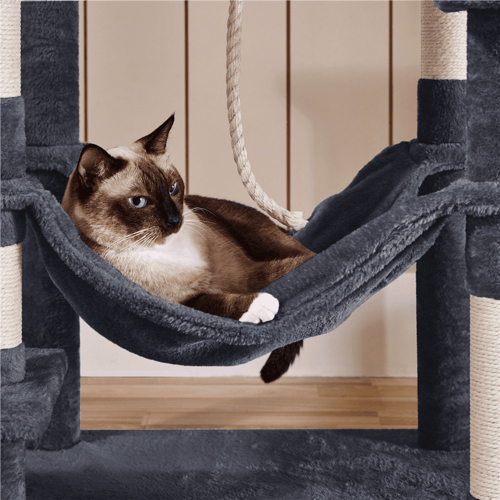 YaheeTech 59-in Cat Tree & Condo Scratching Post Tower, Dark Gray