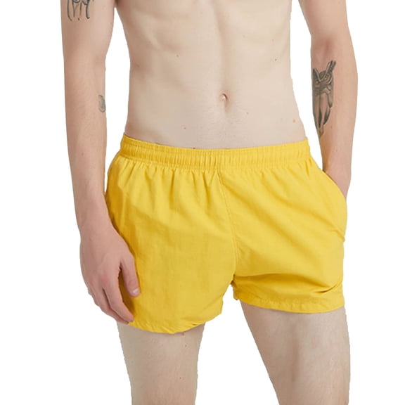 MADHERO Men's Swim Trunks with Mesh Lining Quick Dry Beach Sports Shorts Bathing Suit Yellow Size M
