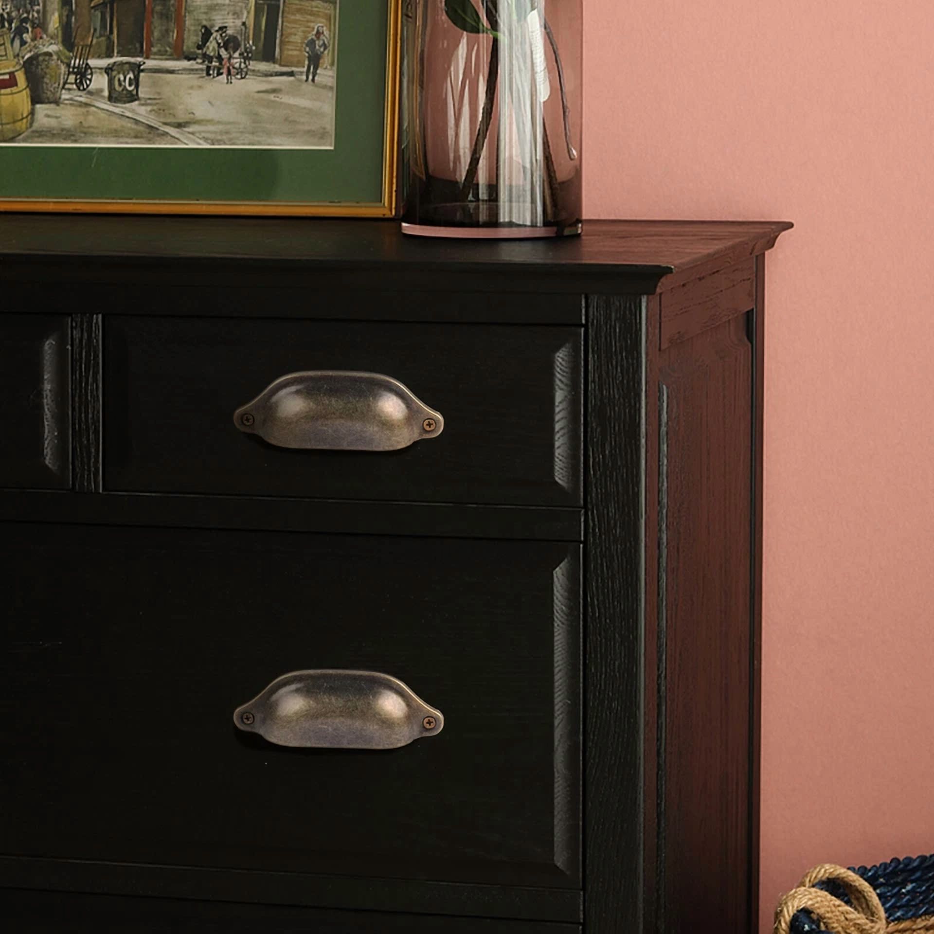 Antique Seashell-Shaped Bronze Metal Drawer Pulls Handles For Kitchen Cabinets