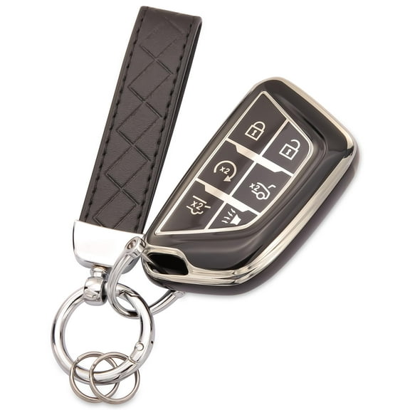 Keychain for Cadillac Key Fob Cover 6 Buttons Soft TPU Key Case Fit for 2020-2025 CT4 CT5 Lyriq Escalade ESV