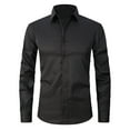 thumbnail image 2 of Blusa y camisa de manga larga con cuello vuelto para hombre, informal, con botones, lisa, de manga larga, transpirable, de poliéster, 2 of 6