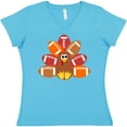 thumbnail image 3 of Inktastic Thanksgiving Cute Football Turkey Women's V-Neck T-Shirt, 3 of 5