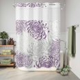 thumbnail image 6 of No Hook Shower Curtain, Purple White Shower Curtains for Bathroom with See Through Top Window, Abstract Grey Chrysanthemum Flower Floral Waterproof & Washable Bath Curtain Stall 48"x72", 6 of 9