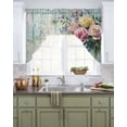 thumbnail image 2 of Spring Rose Kitchen Swag Valances for Windows, Floral Leaves Botanical Rustic Wood Board Swag Valances Curtains for Living Room, Rod Pocket Window Treatments for Bathroom, Bedroom, Cafe, 56"x36", 2 of 6