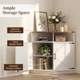 thumbnail image 6 of Jableast 33" Tall Farmhouse Corner Cabinet with Barn Door Design, Wooden Storage Cabinet with Open Display Shelf, Bathroom Cabinet with Hidden Storage for Living Room, Kitchen, Bathroom, White, 6 of 9