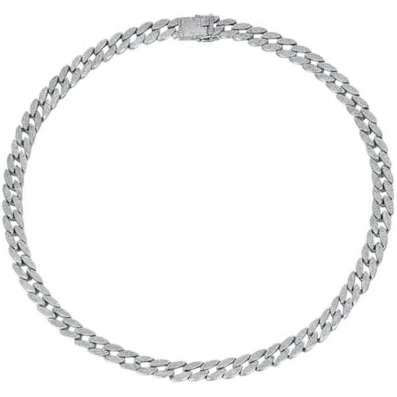 Moissanite Tennis Necklace Men Leisure Moissanite Necklace Women Tennis Necklace Sterling Silver Lab Grown Diamond Necklace Wedding Necklace for Bridal Groom Banquet Diamond Necklace Width:10MM