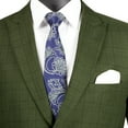 thumbnail image 2 of Luxurious Men's Modern-Fit 2-Piece Windowpane Suit, Jacket and Pants w/1 Pair of Socks - Olive 36R, 2 of 3