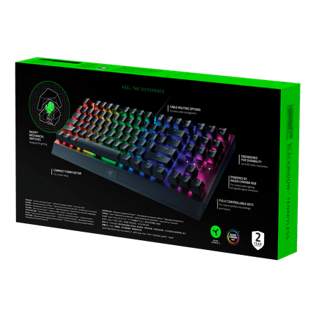 Razer - BlackWidow V3 TKL Wired Mechanical Green Clicky Tactile Switch Gaming Keyboard with Chroma RGB Backlighting - Black