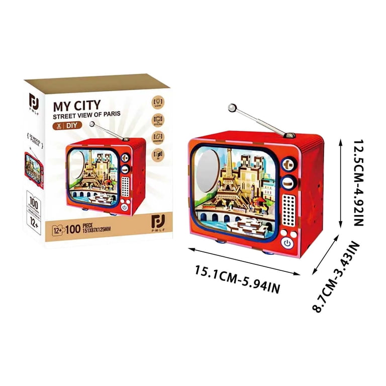 Yardvibe CityVision 3D Wooden Building Puzzle, TV-Shaped 3D Wooden