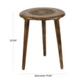 thumbnail image 4 of DecMode 17" x 22" Dark Brown Mango Wood Handmade Intricately Carved Floral Accent Table with Tripod Legs, 1-Piece, 4 of 14