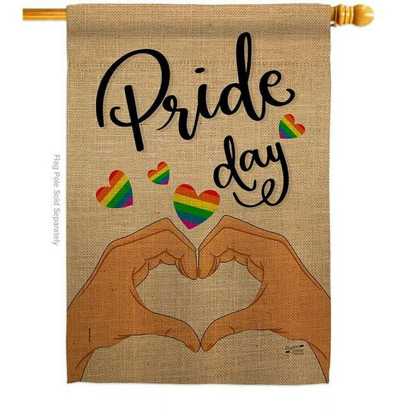 Angeleno Heritage H137209-BO Love Pride Support 28 x 40 in. Double-Sided Decorative Vertical House Flags for Decoration Banner Garden Yard Gift