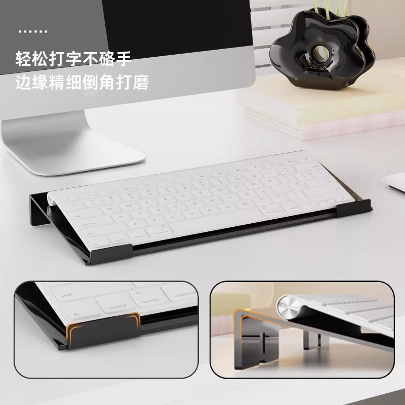 Acrylic Keyboard Stand, Adjustable Ergonomic Keyboard Riser with Wrist Rest, Desktop Tilted Platform Stand for Mechanical Keyboard, Dust Cover & Storage Rack