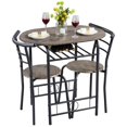 thumbnail image 2 of Topeakmart 3 Piece Modern Round Dining Table Set Kitchen Table Set with Storage Rack, Drift Brown, 2 of 13