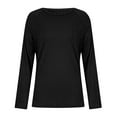 thumbnail image 4 of ClodeEU Long Sleeve Shirts for Women,Ribbed Knit Curved Hem Tunic Tops,Loose Fit Dressy Crewneck Pullover Sweaters Black,Womens Plus S, 4 of 8