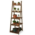 thumbnail image 3 of Fionafurn 5-Tier 51'' Ladder Shelf Bookshelf Bookcase Storage Display Plant Leaning Shelf Brown, 3 of 10