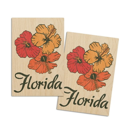 

Florida Hibiscus Flowers Vertical (4x6 Birch Wood Postcards 2-Pack Stationary Rustic Home Wall Decor)