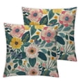 thumbnail image 2 of Acheng Spring Flowers Throw Pillow Case Garden Floral Pink Green Blue Pillow Cover Cushion Case Decorations for Sofa Couch Bed Chair  White, 2 of 6