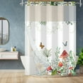 thumbnail image 3 of Mizhona Spring Floral Hookless Shower Curtain Green Leaves with Mushroom No Hook Shower Curtain with Snap in Liner Bathroom Decor 71"W x 71"L, 3 of 8