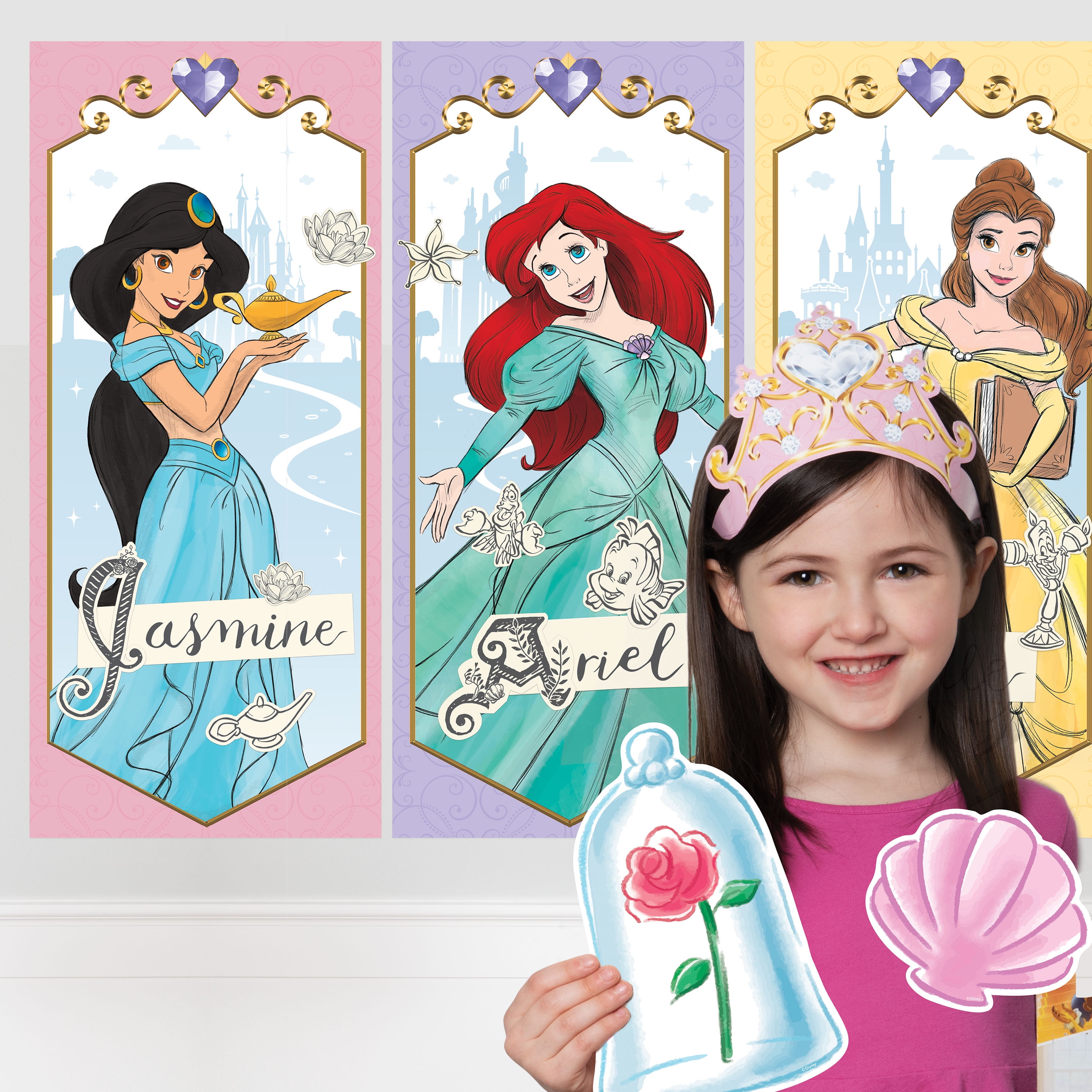 Disney Princess Ariel Belle Jasmine & More HANGING DRY-ERASE BOARD W/Marker NEW 